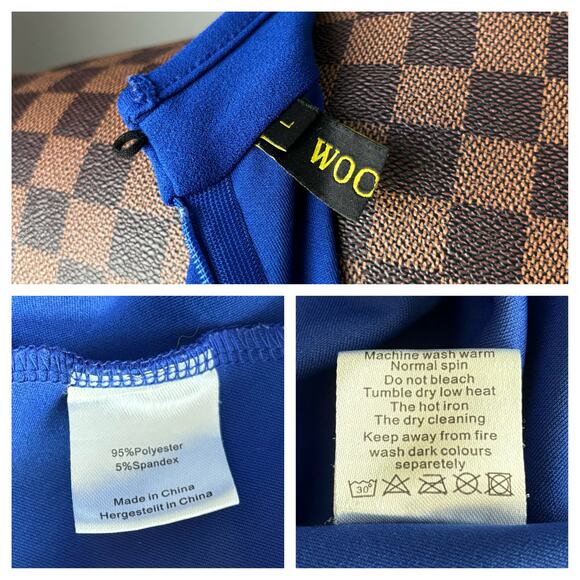 Woosea Royal Blue Mermaid Dress Large Maxi Bodycan High Neck Front Slit Halter - Picture 6 of 10